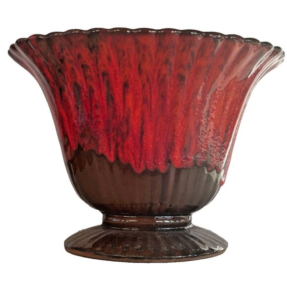 Vintage Mid-Century Red Drip Glaze Planter – Evangeline Canuck Pottery #913 - Picture 5 of 7